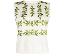 Gestricktes Top aus Blatt-Jacquard
