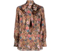 Seidenbluse mit Monogramm-Print