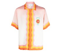 rainbow monogram silk shirt