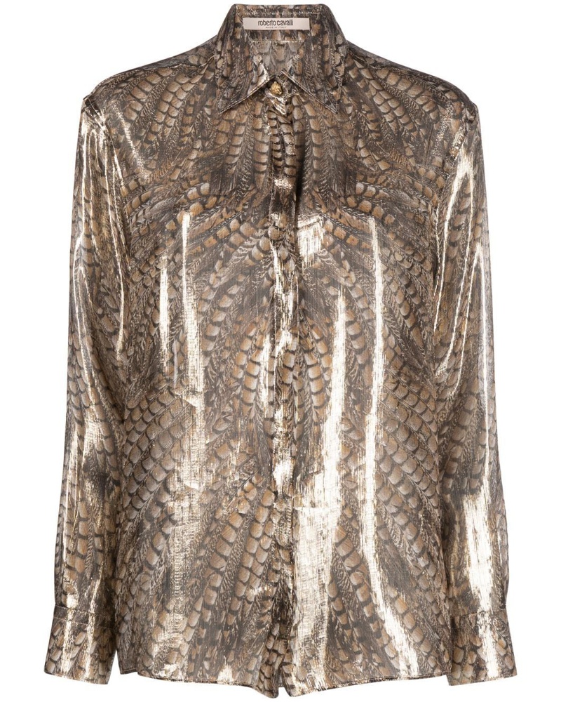 Roberto Cavalli Damen Metallisches Hemd mit Print