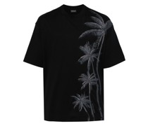 palm-tree print cotton T-shirt