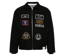 logo-patch wool-blend jacket