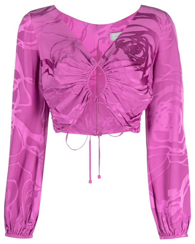 Silvia Tcherassi Damen Cropped-Bluse mit Jacquardmuster