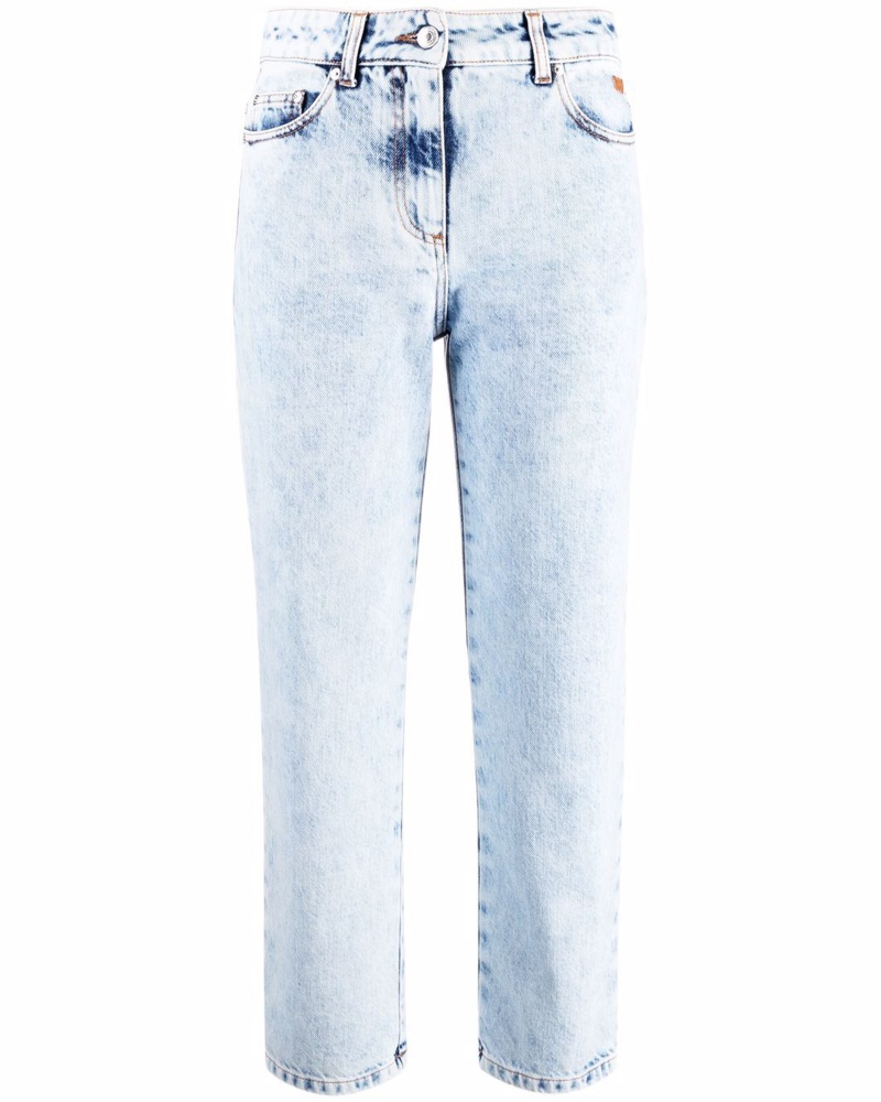 MSGM Damen Klassische Cropped-Jeans