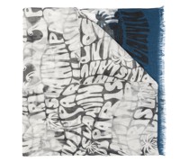 Ausgefranster Schal mit Logo-Print