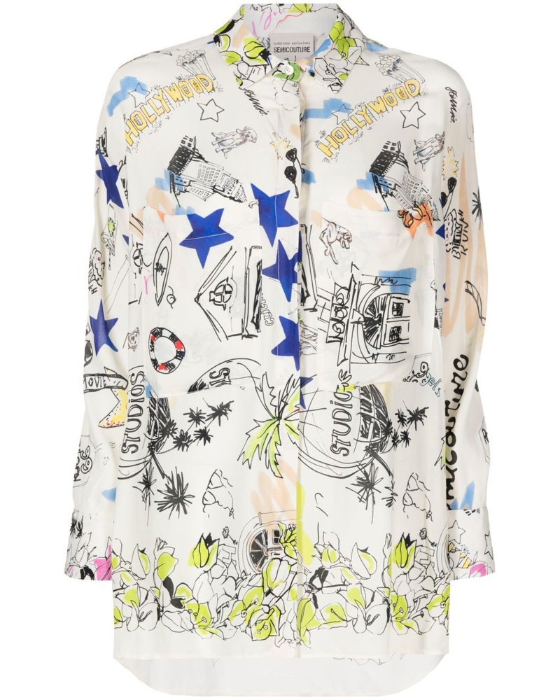 Semicouture Damen Hemd mit Hollywood-Print