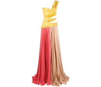 colour-block draped silk gown