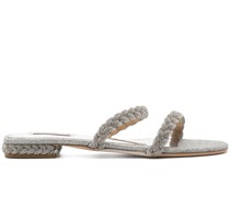 Flache Sandalen mit Kristallen