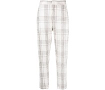 Karierte Cropped-Hose aus Leinen