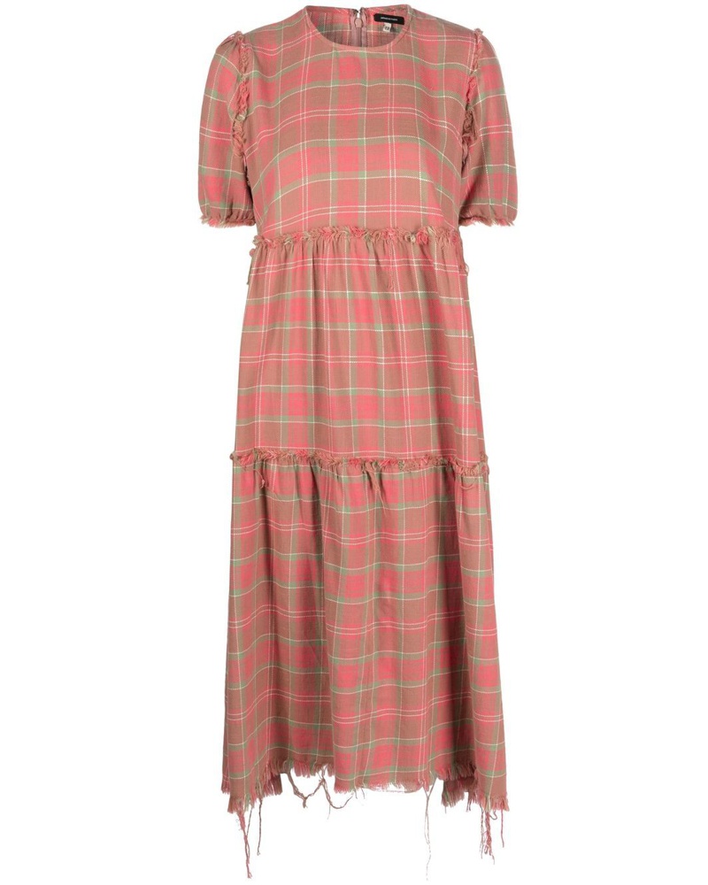 R13 Damen Midikleid in Distressed-Optik