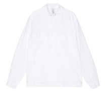 long-sleeve cotton-linen blend shirt