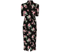 floral-print ruched-detail dress
