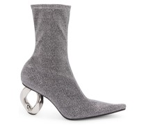 metallic chain-heel ankle boots