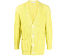 Gerippter Cardigan mit V-Ausschnitt