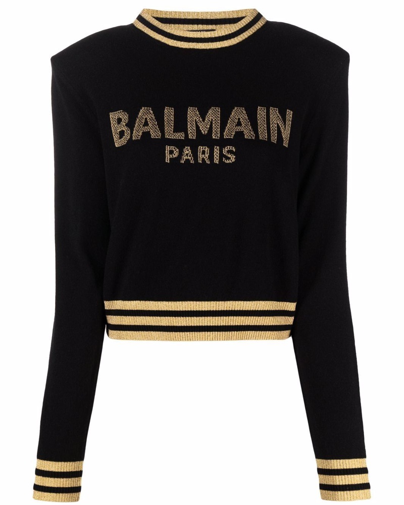 Balmain Damen Cropped-Pullover mit Logo