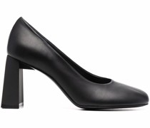 round-toe leather pumps