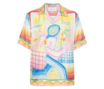 Crayon Tennis Player Seidenhemd