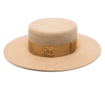 logo-appliqué wool fedora hat