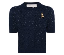 argyle-pattern cotton T-shirt