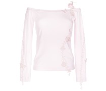 floral-appliqué knitted top