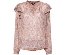 paisley-print silk blouse