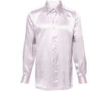 straight-point collar silk shirt