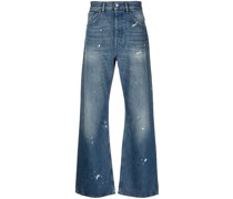 paint-splatter wide-leg jeans