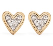 14kt Peace Heart Gelbgoldohrring mit Diamanten