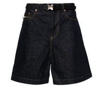 Gerade Jeans-Shorts mit hohem Bund