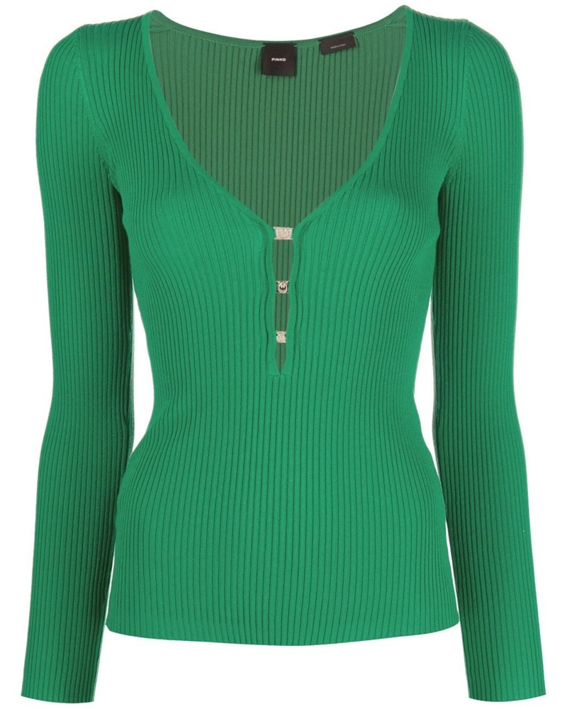 Pinko Damen Geripptes Strickoberteil