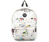 paint-splatter print logo backpack