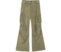 straight-leg suede cargo trousers