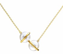 18kt Woven Gelbgoldhalskette mit Perlenanhänger