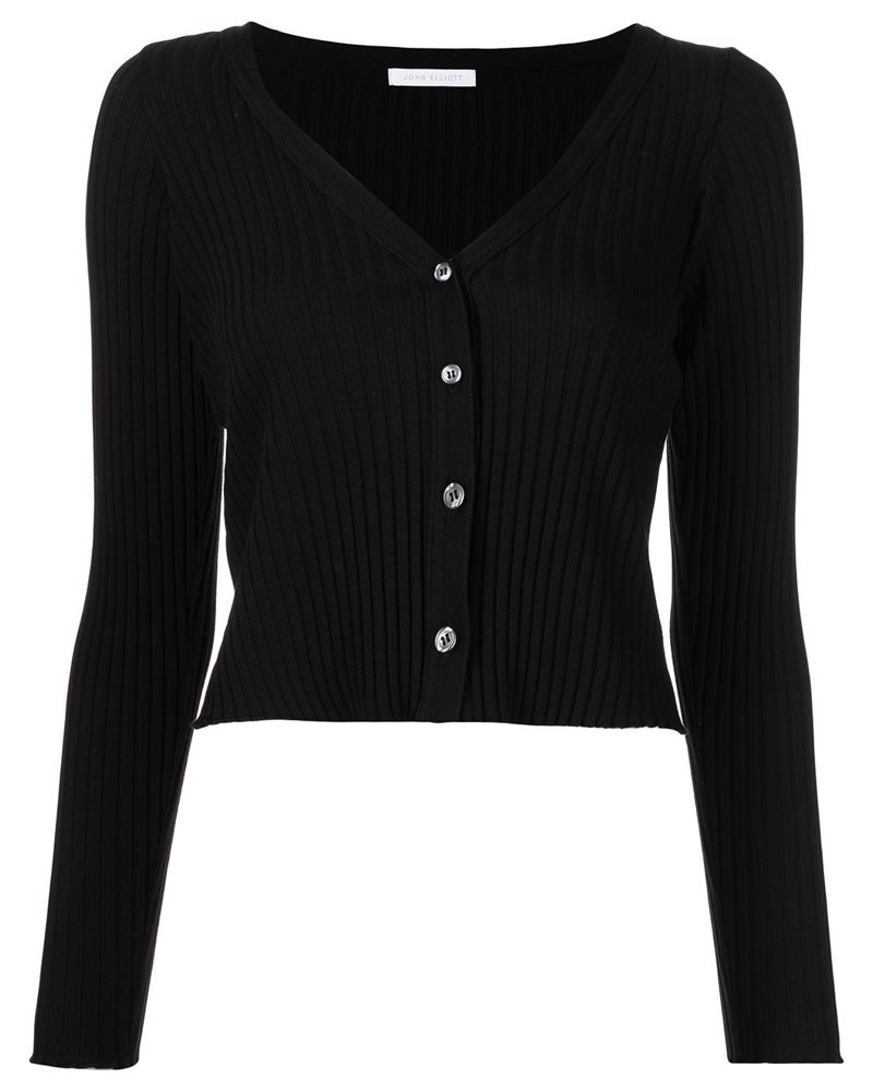 John Elliott + Co Damen Gerippter Cropped-Cardigan