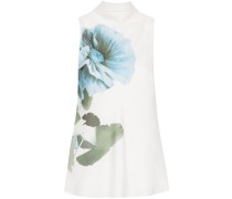flower-print sleeveless blouse