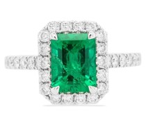Platinring mit Smaragd und Diamanten