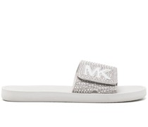 logo-embossed crystal-embellished sandals