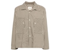 gingham-print cotton shirt