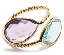 18kt yellow gold amethyst and topaz ring