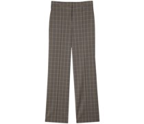 checked wool flared trousers
