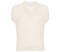 sequin-embellished open-knit top