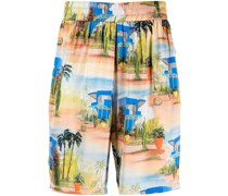 Shorts aus Seide mit tropischem Print
