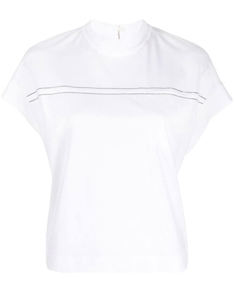 Brunello Cucinelli Damen T-Shirt mit Monili-Kettendetail