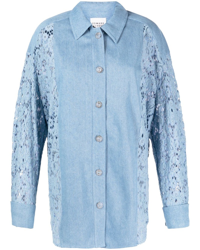 Edward Achour Damen Jeanshemd mit Muster