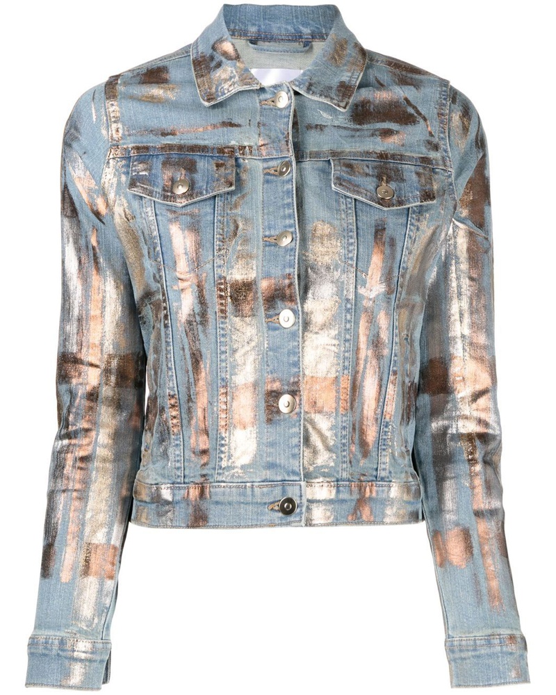 MADISON.MAISON Damen Jeansjacke mit Metallic-Print