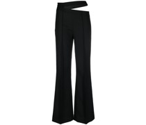 cut-out flared wool trousers