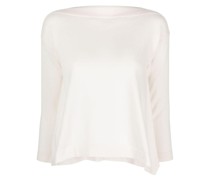 boat-neck cashmere knitted T-shirt