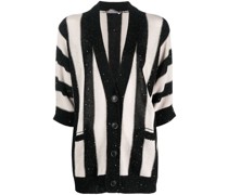 sequin-embellished striped cardigan