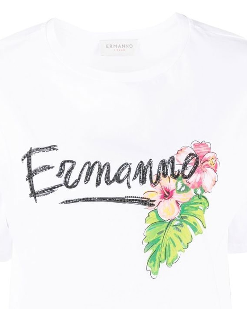 Ermanno Scervino Damen T-Shirt mit Strass-Logo