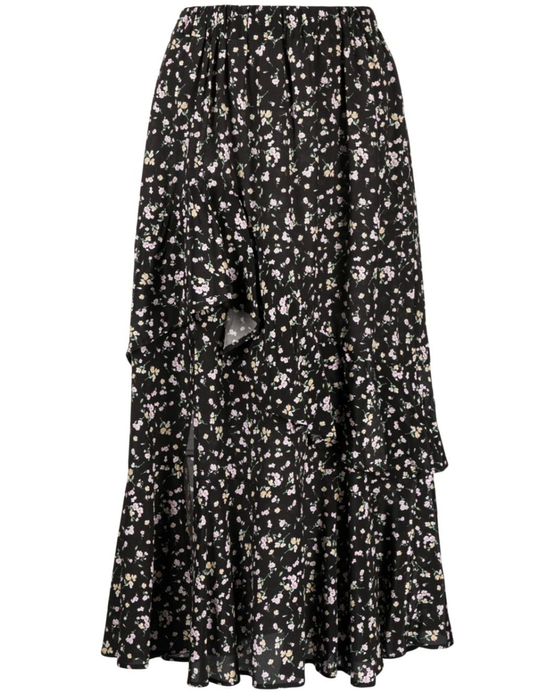 b+ab Damen Gestufter Rock mit Blumen-Print